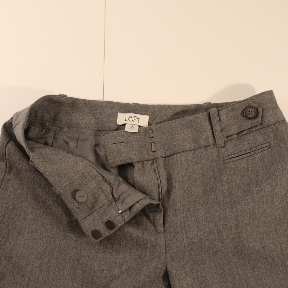 ANN TAYLOR LOFT Julie Fit Grey Tweed Bootcut Dress Pants Trousers Sz 4 - Picture 2 of 7